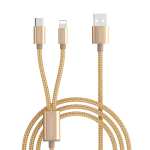 Romoss 2IN1 USB To Lightning|type C 1.5M Cable Gold