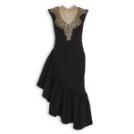 Black & Gold Crochet Trim Midi Dress