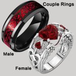 1PC Fashion Couple Ring Engagement Ring Wedding Heart Ring Men's Stainless Steel Ring