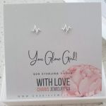 Harlow 925 Sterling Silver Heart Beat Ear Stud Earrings Size 7X8MM