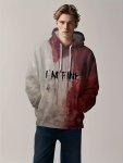 Men's Color Block Problem Solved Graphic Print Hoodie With Kangaroo Pocket Casual Long Sleeve Hooded Sweatshirt For Outdoor