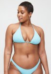 Cotton On Plus Slider Triangle Bikini Top - Paradise Blue Crinkle