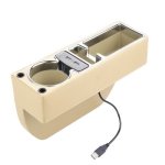 Susisun SNH010 Car Seat Gap Storage Box Style:positive Drive USB Charging Apricot
