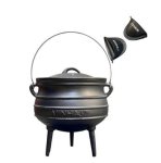 Minhaj – Cast Iron Potjie Pot Size 3 With 2 Silicone Gloves