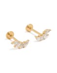 Waterproof Gold Plated Stainless Steel Graduated Marquise Cubic Zirconia Flat Back Studs