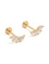 Waterproof Gold Plated Stainless Steel Graduated Marquise Cubic Zirconia Flat Back Studs