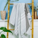 Multi Stripe Backed Fouta - Light Grey