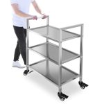 3 Tier Large Heavy Duty Stainless Steel Utility Cart Industrial Serving Cart With 360ROTATION Wheels Kitchen Island Stainless St