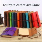 A6 Vintage Leaf Notebook With 80 Sheets Plain Ruled Glossy Finish Replaceable Paper Creative Colorful Binding Strap Journal For