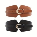 Chic Women's Wide Elastic Waist Belt With Pin Buckle - Vintage-inspired Fashion Accessory Perfect For Casual Outings & Date Nigh