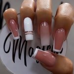 24 Pcs Glossy Long Coffin Press On Nails - Ballerina French Tip Acrylic Nails With Pink Gradient Design - Easy To Apply And Remo