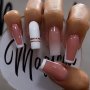 24 Pcs Glossy Long Coffin Press On Nails - Ballerina French Tip Acrylic Nails With Pink Gradient Design - Easy To Apply And Remove