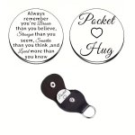 1PC Stainless Steel Pocket Hug Coin Keychain Always Remember You Are Braver Than You Believe Encouragement Gift Birthday Gift Fo