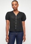 Edit Ramie Blouse With Cornelli Crochet Trim Detail - Black