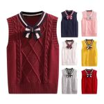 Boys Sweater Vest Unisex Cable Knit Cotton Toddler Uniform Vest For Childrens Kids Teenage Girls Pink 18 To 24 Months