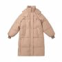 Biege Women's Knee-length Oversized Long Puffer Jacket For Women