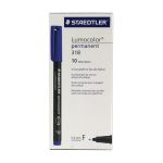 Staedtler Lumocolour Pen Permanent Fine Blue Pack Of 10 318-3