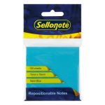 Sellonote Neon Blue Repositionable Notes 100 Sheet 75MM X 75MM