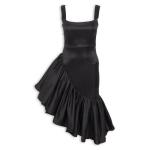 Black Taffeta Frill Midi Dress