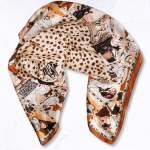 Leopard Print Hat Lady Print Silky Scarf - Tan Free