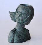 Green Resin Girl Bust Planter – 23X18X12CM