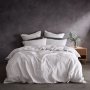Linen-inspired Crinkle Duvet Cover Set - Stone