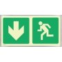 Photoluminescent Sign In Alu Frame 1 Sided - Man Running & Green Arrow: Down 380 X 190MM