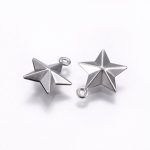 Stainless Steel Charms 3D Stars 10PCS 15X12X4MM
