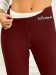 Women's High Waist Plush Lined Leggings Soft-clouds Printed Elastic Winter Warm Yoga Pants Sherpa Sport Tights For Autumn winter