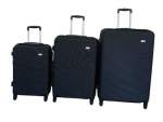 Smte Stylish Abs Hard-sided Luggage Set With Spinner Wheels Black 3-PIECE With Keychain