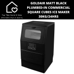 Goldair Matt Black Plumbed-in Commercial Square Cubes Ice Maker - 30KG 24HRS