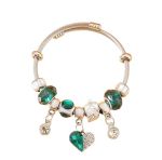 Elegant Stainless Steel Adjustable Heart Pendant Charm Bracelet