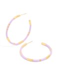 Waterproof Gold Plated Stainless Steel Lilac Enamel Hoop Earrings