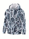 Hoodies Street Casual Sports And Fashionable With Kangaroo Pocket Men's Long Sleeve 3D Pattern Print Sweatshirt Suitable For Out