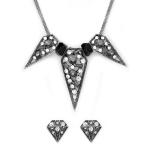 Silver Tone Antique Chunky Earrings & Necklace Set