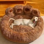Ypdopora Dog & Cat Pet Bed Paw Shaped Pet Bed Cute Bear Paw Shape Dog Bed Soft Pp Cotton Filled Anti-slip Bottom Cute Bear