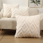 2PCS Soft Plush Snowflake Velvet Cream White Pillow Covers Large Rhombus Pattern Bedroom Decor Living Room Decor Multiple Colors