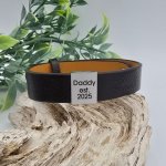 Personalized Brown Pleather Bracelet & Square Slider