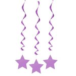 26" Hanging Purple Star Decorations 3CT