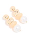 Goldair Gold Pebble & Pearl Drop Earrings