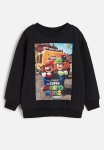 Oversized Printed Sweatshirt - Black Super Mario