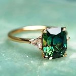 Retro Square Green Ring Exquisite Engagement Promise Ring Birthday Party Jewelry Gift