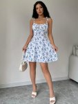 Floral Print Tie Shoulder A-line Dress Vacation Sleeveless Cami Dress For Spring & Summer Women's Clothing