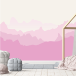 Pink Mountain Peaks Wallpaper - 1.2M Wide X 3M High Non-adhesive Requires Wallpaper Glue
