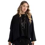 Raw-edge Boxy Batwing Top - Black Free