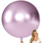 Kalor 36 Inch Giant Metallic Light Purple Balloons 6 Pack Large Round Light Purple Latex Balloons For Anniversary Birthday Chris