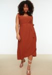 Belted Double Breasted Knitted Dress - Tile
