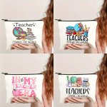 Teacher Appreciation Makeup Bag - Perfect Gift For Retirement Birthday Graduation & Teacher's Day - Durable Polyester Non-waterp