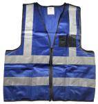 Blue Reflective Vest With Zip & Id Pouch