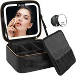 Travel Makeup Bag With LED Lighted Make Up Case With Mirror 3 Color Setting Cosmetic Makeup Box Organizer Vanity Case For Women